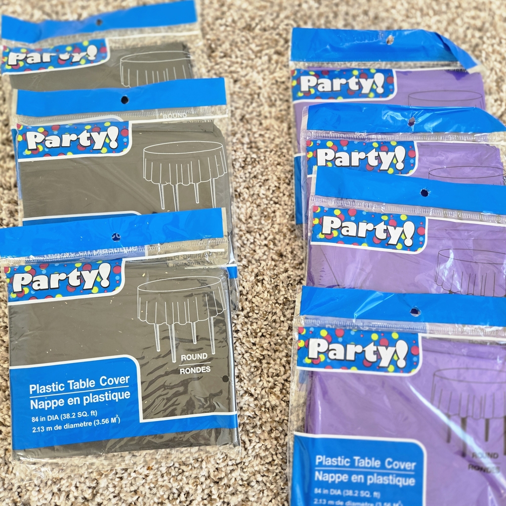 Plastic Table Cover Set - Black and Purple